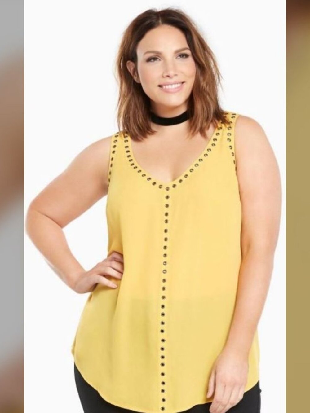 Torrid Grommet Yellow V-Neck Tank Top 3X